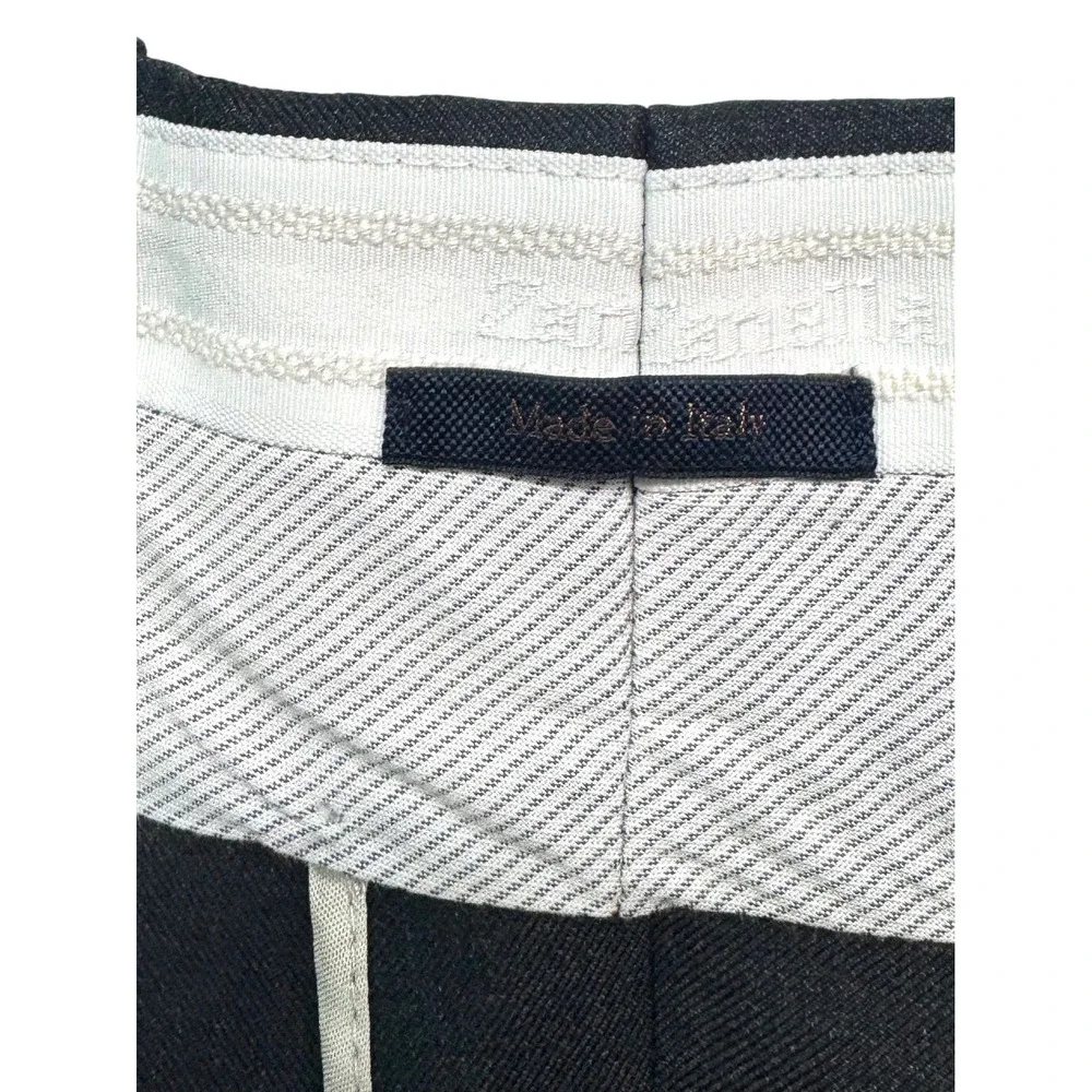 Zanella Italy 38x34 Charcoal Bennett Pants Trousers Pleated Cuffed Quattro Lame